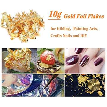 Gold Leaf Flakes for Resin Jewelry and Nail Art