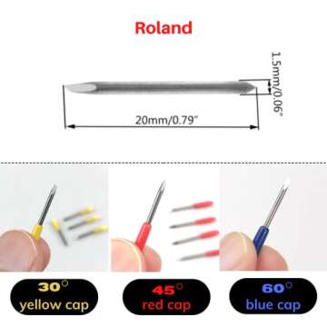1 Holder + 15pcs 5x30 + 5x45 + 5x60 Blades for Roland Vinyl Cutter Blade Holder
