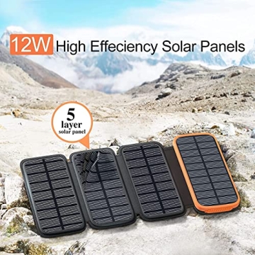 CONXWAN Solar Charger Power Bank - 27000mAh with 3 USB Outputs