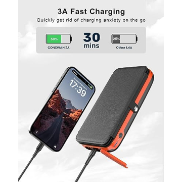CONXWAN Solar Charger Power Bank - 27000mAh with 3 USB Outputs