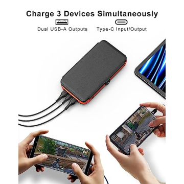 CONXWAN Solar Charger Power Bank - 27000mAh with 3 USB Outputs