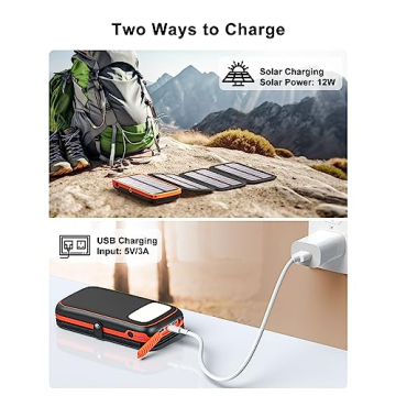 CONXWAN Solar Charger Power Bank - 27000mAh with 3 USB Outputs