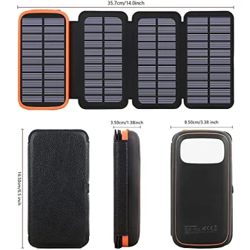 CONXWAN Solar Charger Power Bank - 27000mAh with 3 USB Outputs