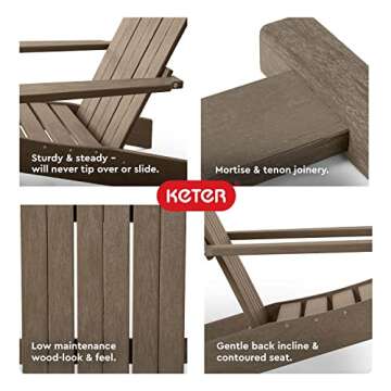 Keter Montauk Adirondack Chair - Weatherproof Outdoor Comfort