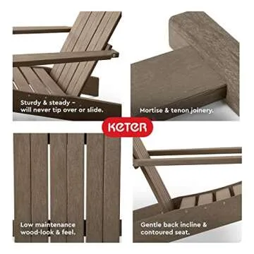 Keter Montauk Adirondack Chair - Weatherproof Outdoor Comfort