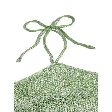 SOLY HUX Women's Halter Top and Ruffle Hem Skirt Set 2 Piece Swimsuit Bikini Cover Up Green M