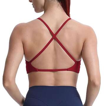 Aoxjox Women's Workout Sports Bras Fitness Backless Padded Sienna Low Impact Bra Yoga Crop Tank Top (Rumba Red, Small)