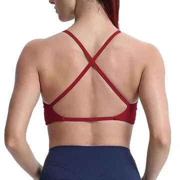 Aoxjox Women's Workout Sports Bras Fitness Backless Padded Sienna Low Impact Bra Yoga Crop Tank Top (Rumba Red, Small)