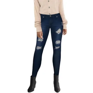 Hybrid & Company Women's Butt Lift Stretch Ripped Jeans
