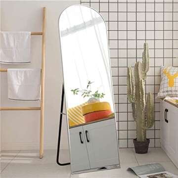 XKZG 64" x 21" Arched Full Length Mirror Floor Mirror with Aluminum Alloy Frame Stand Mirror Full Body Mirror Wall Mounted Mirror for Bedroom Living Room - Silver