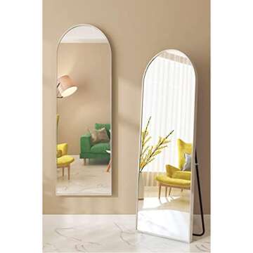 XKZG 64" x 21" Arched Full Length Mirror Floor Mirror with Aluminum Alloy Frame Stand Mirror Full Body Mirror Wall Mounted Mirror for Bedroom Living Room - Silver
