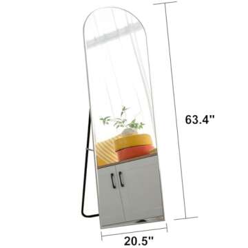 XKZG 64" x 21" Arched Full Length Mirror Floor Mirror with Aluminum Alloy Frame Stand Mirror Full Body Mirror Wall Mounted Mirror for Bedroom Living Room - Silver