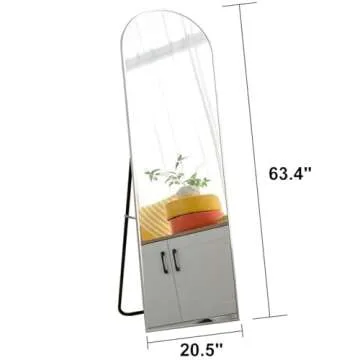 XKZG 64" x 21" Arched Full Length Mirror Floor Mirror with Aluminum Alloy Frame Stand Mirror Full Body Mirror Wall Mounted Mirror for Bedroom Living Room - Silver