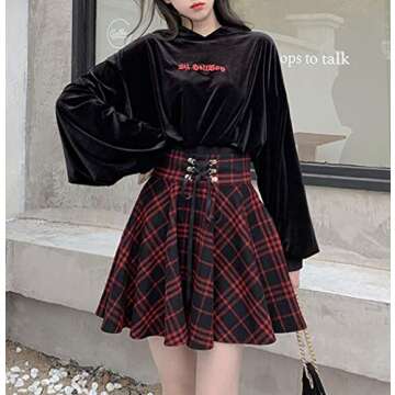Elegant Women's High Waisted Gothic Mini Plaid Skirt Dress for All Occasions