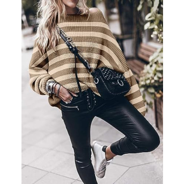 Women’s Trendy Sweaters to Wear with Leggings Causal Mock Neck Batwing Sleeve Fall Cute Oversized Knit Tops