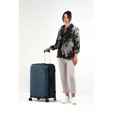 ROLLINK Flex 360 Large Checked Fully Collapsible Suitcase - Hardshell, Silent Smooth Double Spinner Wheels, Scratch, Water & Impact Resistant, TSA Approved Lock, (Atlantic Blue, Checked-Large 29-Inch)