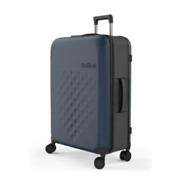 ROLLINK Flex 360 Large Checked Fully Collapsible Suitcase - Hardshell, Silent Smooth Double Spinner Wheels, Scratch, Water & Impact Resistant, TSA Approved Lock, (Atlantic Blue, Checked-Large 29-Inch)