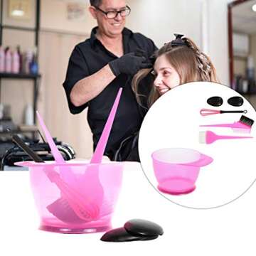 Chinaware Hair Coloring Dyeing Kit - 5PCS Pink Salon Tint Tool Set