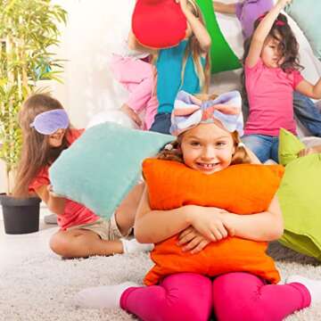 Zhanmai 12 Pcs Sleepover Party Supplies for Girl Teenage, Plush Sleep Eye Mask Soft Plush Nap Eye Shade Plush Bow Spa Headbands, Elastic Hair Band for Single Women Spa Slumber Party Favor