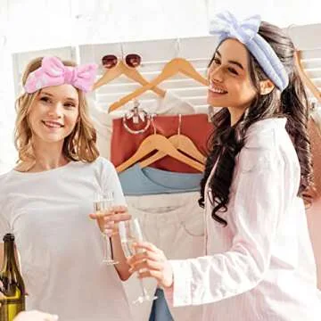 Zhanmai 12 Pcs Sleepover Party Supplies for Girl Teenage, Plush Sleep Eye Mask Soft Plush Nap Eye Shade Plush Bow Spa Headbands, Elastic Hair Band for Single Women Spa Slumber Party Favor