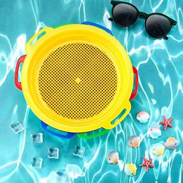6 Pieces Plastic Sand Sifter Colorful Sand Sieves Sand Sifting Pan Sand Strainer Toys for Parties Beaches Parks Backyards