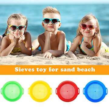 6 Pieces Plastic Sand Sifter Colorful Sand Sieves Sand Sifting Pan Sand Strainer Toys for Parties Beaches Parks Backyards