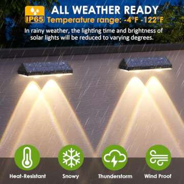 Solar Fence Lights Outdoor - 2700/4000/6000K 3 Mode, IP65 Waterproof Fence Solar Lights Outdoor, Solar Deck Lights for Outside, Backyard/Railing/Step/Patio/Deck Fence/Stair Railings and Wall (8 pack)