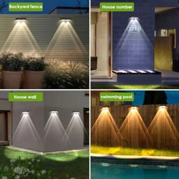 Solar Fence Lights Outdoor - 2700/4000/6000K 3 Mode, IP65 Waterproof Fence Solar Lights Outdoor, Solar Deck Lights for Outside, Backyard/Railing/Step/Patio/Deck Fence/Stair Railings and Wall (8 pack)