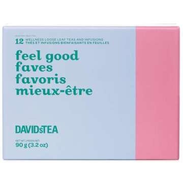 DAVIDsTEA Feel Good Faves 12 Tea Sampler, Loose Leaf Tea Gift Set, Assortment of 12 Wellness Teas and Infusions, 3.2 oz