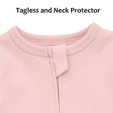 Aablexema Baby Pajamas with Feet and Mittens 2-Pack Zip Up Infant Cotton Long Sleeve Footies Sleep and Play (Beige & Pink,3-6m)