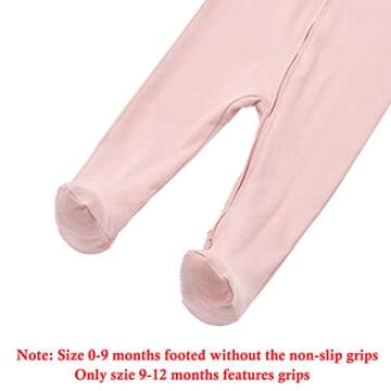 Aablexema Baby Pajamas with Feet and Mittens 2-Pack Zip Up Infant Cotton Long Sleeve Footies Sleep and Play (Beige & Pink,3-6m)