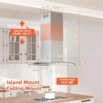 FIREGAS 30" Range Hood with 700 CFM & 4 Lights