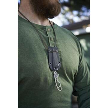 MT Knives Genesis EDC Survival Neck Knife with Kydex Sheath - Ultralight 2.5oz Stainless Steel Drop ...