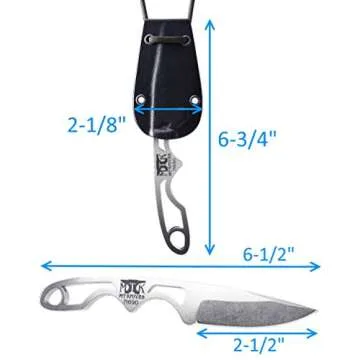 MT Knives Genesis EDC Survival Neck Knife with Kydex Sheath - Ultralight 2.5oz Stainless Steel Drop Point Blade. Made in America.