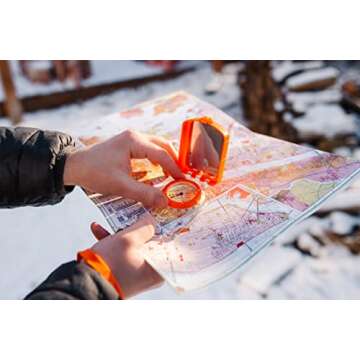 Sighting Compass Mirror Adjustable Declination - Boy Scout Compass Survival Camping | Base Plate Compass Kids Navigation | Orienteering Compass Hiking Map Reading Military Compass Backpacking Clinometers