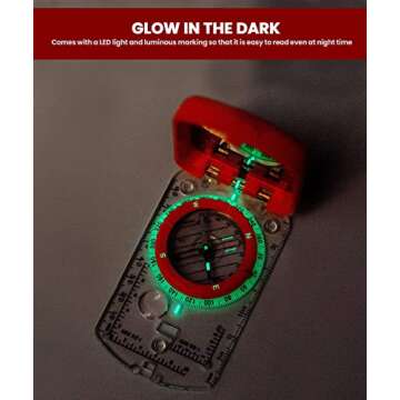 Sighting Compass Mirror Adjustable Declination - Boy Scout Compass Survival Camping | Base Plate Compass Kids Navigation | Orienteering Compass Hiking Map Reading Military Compass Backpacking Clinometers