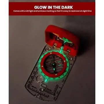 Sighting Compass Mirror Adjustable Declination - Boy Scout Compass Survival Camping | Base Plate Compass Kids Navigation | Orienteering Compass Hiking Map Reading Military Compass Backpacking Clinometers