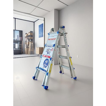 TOPRUNG 17Ft Aluminum A-Frame Ladder 300 lbs Capacity
