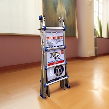 TOPRUNG 17Ft Aluminum A-Frame Ladder 300 lbs Capacity