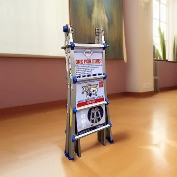 TOPRUNG 17Ft Aluminum A-Frame Ladder 300 lbs Capacity