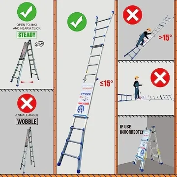 TOPRUNG 17Ft Aluminum A-Frame Ladder 300 lbs Capacity