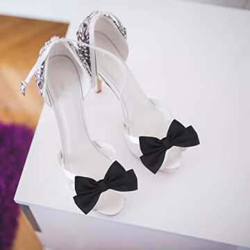 USHOBE Bow Shoe Buckle 1 Pair DIY Bowknot Shoe Clips Removable Shoe Charms Decorative Buckles Fashion Shoe Clothes Applique Accessories for Wedding Shoes