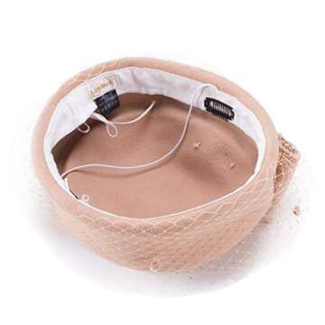 Lawliet Womens Dress Fascinator Wool Felt Pillbox Hat Party Wedding Bow Veil A080 (Camel)