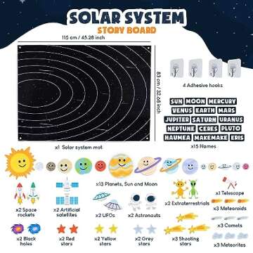 Solar System for Kids Toys with 61 Felt Figures - BONNYCO | Space Montessori Toys for Girls Boys Bir...