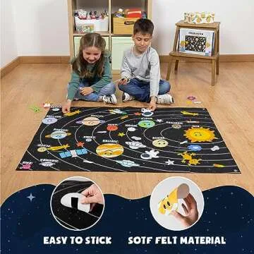 Solar System for Kids Toys with 61 Felt Figures - BONNYCO | Space Montessori Toys for Girls Boys Birthday Gifts of Planets, Felt Board for Toddlers, Educational Kids Gifts 3 4 5 6 7 8 Years Christmas