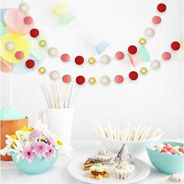 Valentine's Day Felt Ball Garland - Festive & Cheerful Decor