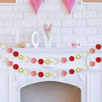 Valentine's Day Felt Ball Garland - Festive & Cheerful Decor