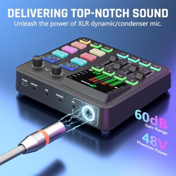 PUPGSIS Audio Mixer with Bluetooth & RGB Lighting