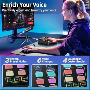 PUPGSIS Audio Mixer with Bluetooth & RGB Lighting