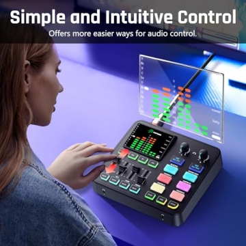 PUPGSIS Audio Mixer with Bluetooth & RGB Lighting